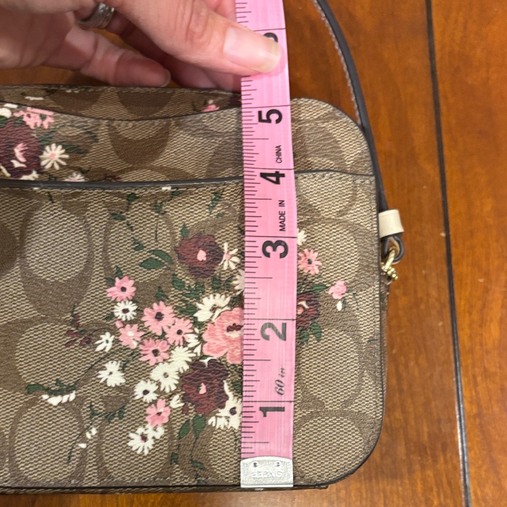 Coach Signature Evergreen Khaki Multi‎ Floral Camera/Crossbody Bag - Picture 15 of 16